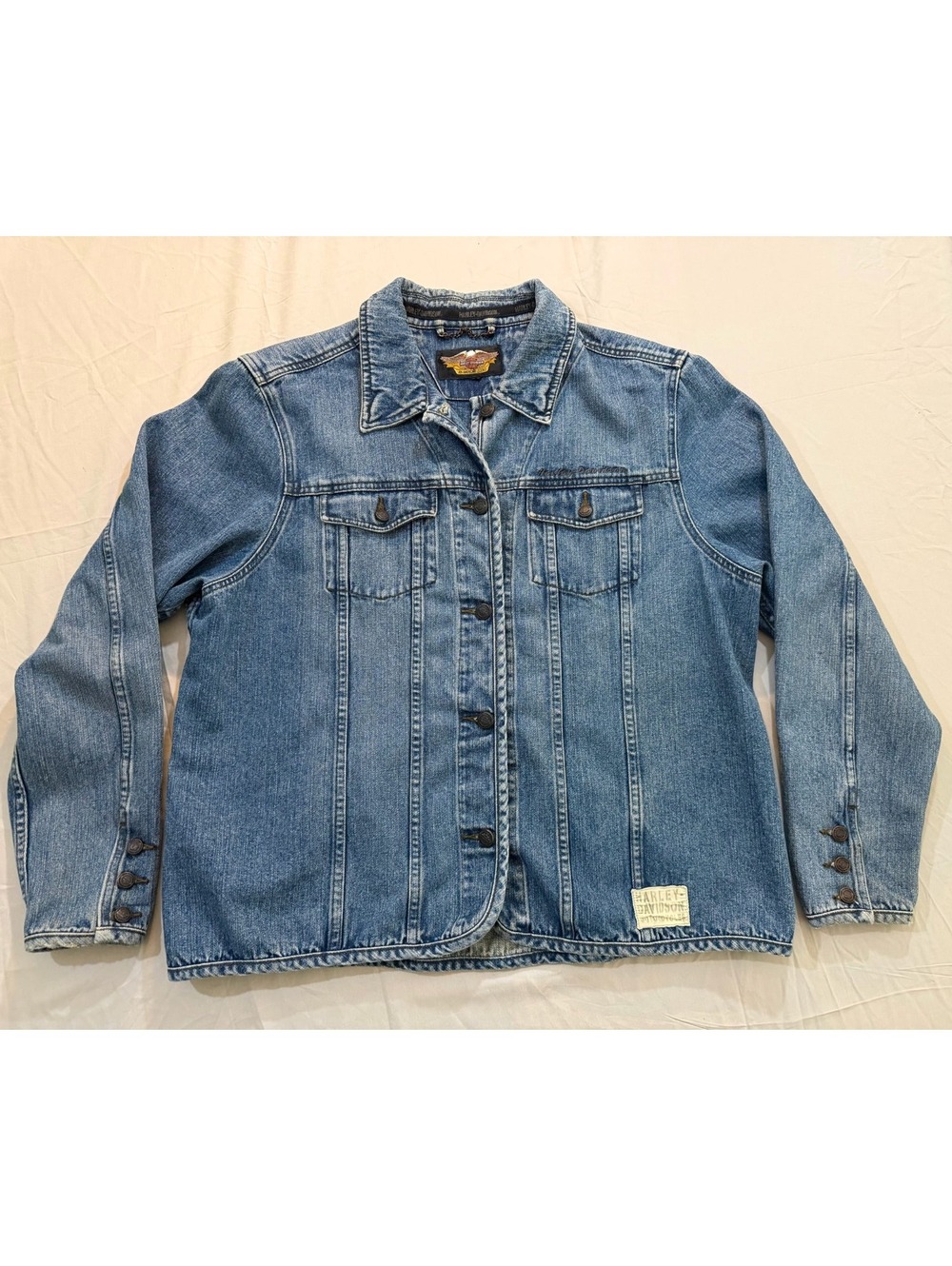 Vintage 2003 Harley-Davidson Women’s XL Denim Trucker Jacket Embroidered